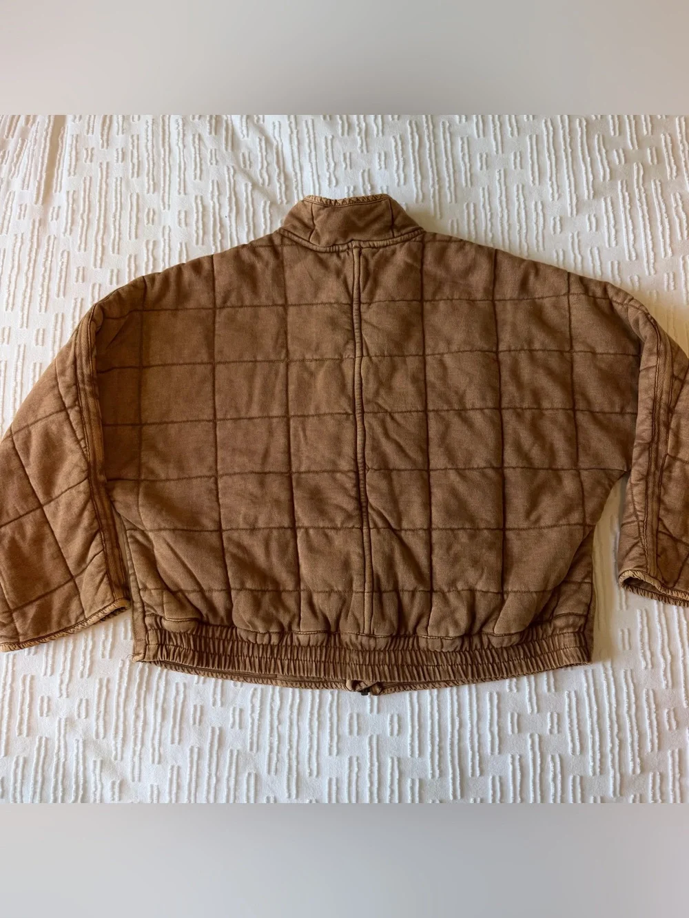 Free People Dolman Quilted Knit Jacket in Toasted Coconut